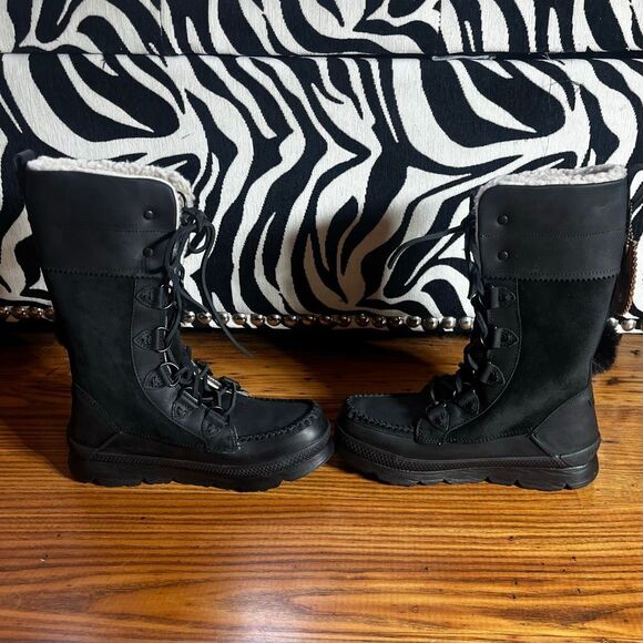 Manitoba Mukluks Woman Black Pacific Winter Boots Shearling  Lined Sz 7 NWOB - Picture 4 of 9